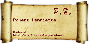 Ponert Henrietta névjegykártya